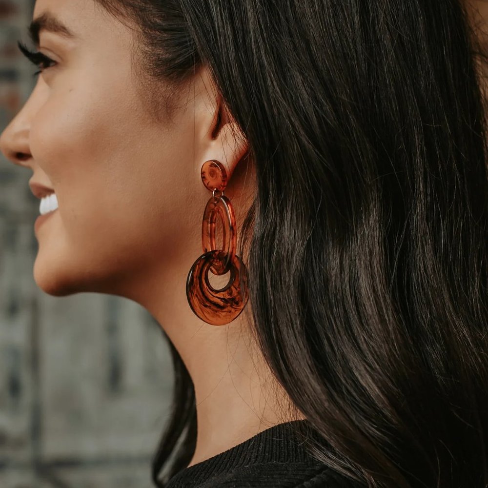 NWT Double Hoop Acrylic Tortoise Shell Earrings